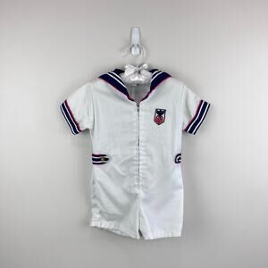 Vintage White Sailor Suit Romper 18 Months